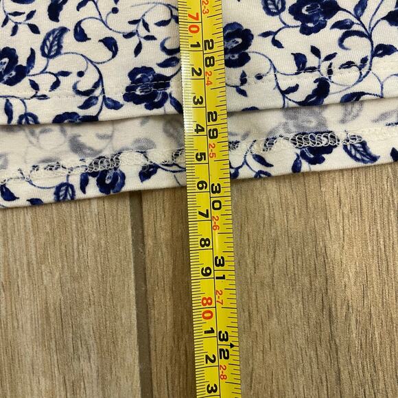 J.Jill Wearever Floral Mixed Print Tunic Top Blue White Short Sleeve XL - Picture 6 of 7